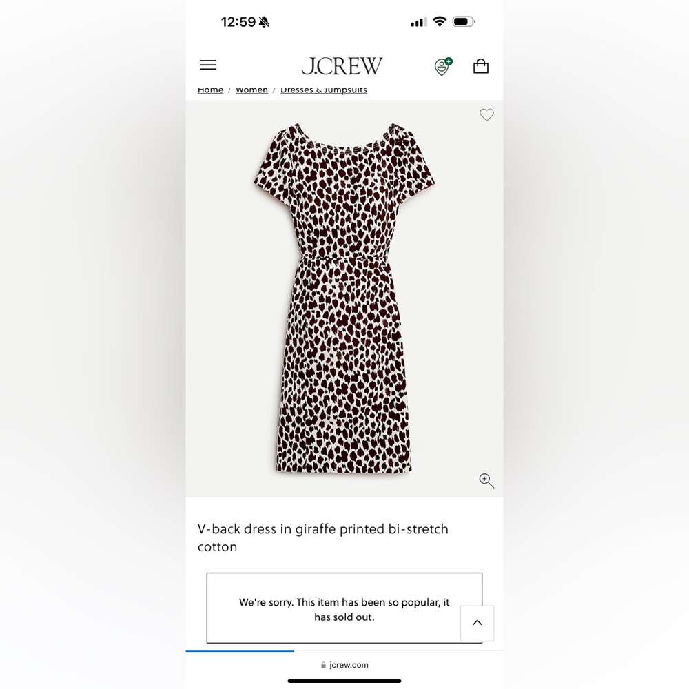 J. Crew V-back dress in giraffe printed bi-stretch cotton (8)